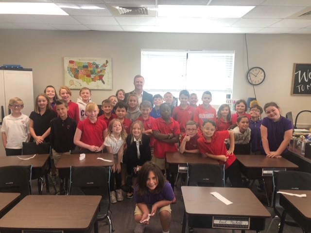 Trent Okerson Visits CCA’s Third Grade